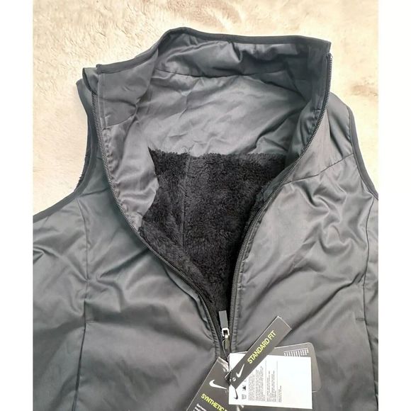 Nike Synthetic Fill Reversible Faux Fur Golf Vest CK5866-010 women Medium Black - Picture 6 of 8